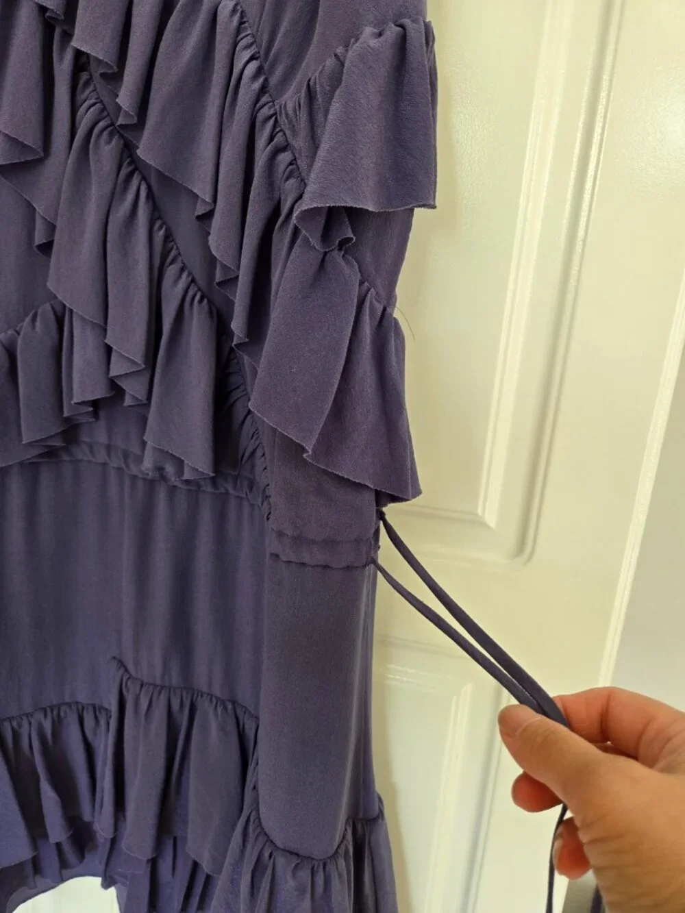 Banana Republic 100% Silk TieredRuffe Cami Mini Dress size XS Deep purple/blue